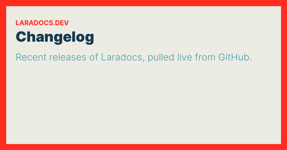Changelog · Documentation