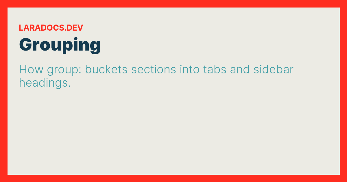 Grouping · Documentation